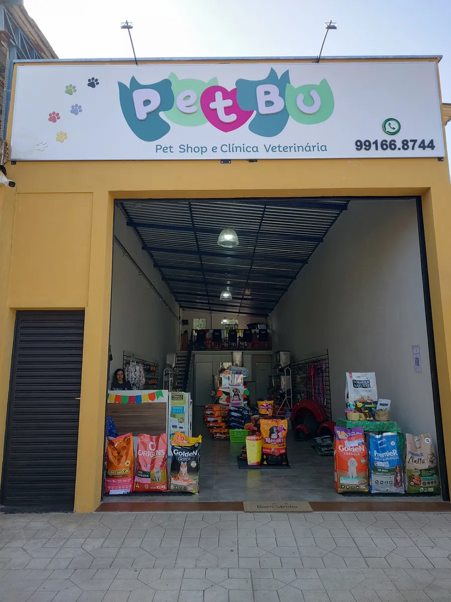 Fachada da PetBu Pet Shop e Clínica Veterinária na R. Atanázio Soares, 3282, Vila Formosa, Sorocaba